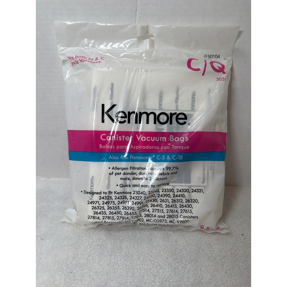 8 Pack Kenmore Canister Vacuum Bag for C,‎ Q; Panasonic C-5 & C-18, 50104 5055